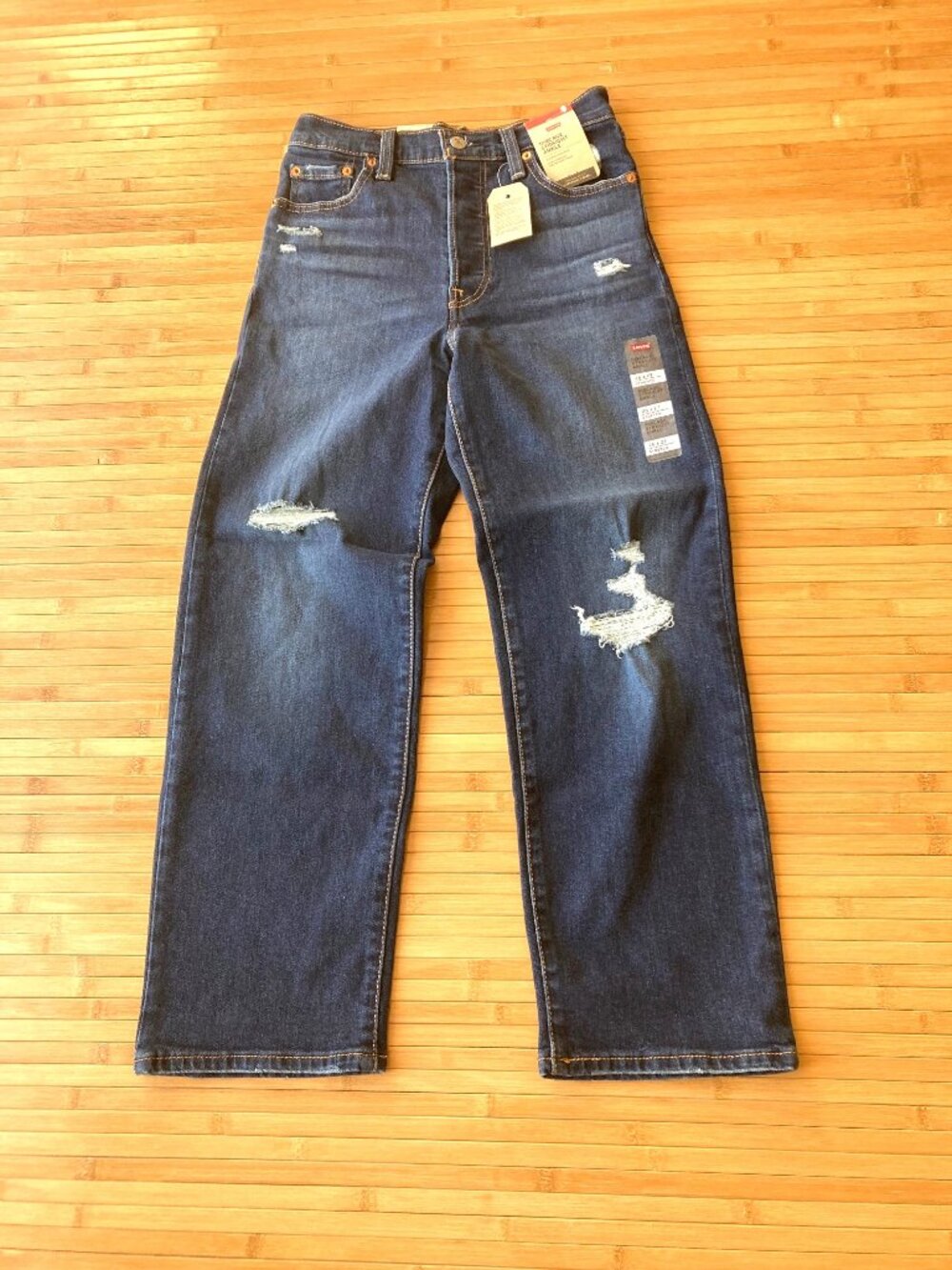 Levi's Ribcage Straight Ankle Jeans Button Fly Women's 26 Dark Indigo NWT